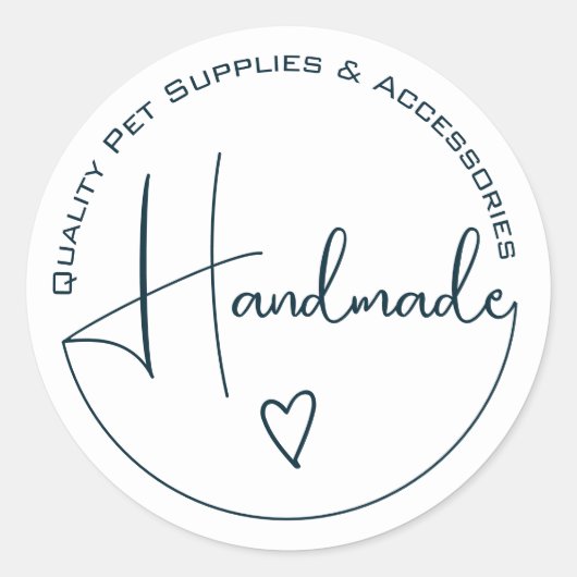 Sticker Rond Élégante calligraphie simple fait main Coeur blanc (Devant)