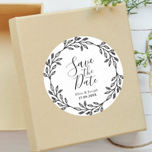 Sticker Rond Élégante Carte de Faire-Part de Mariage Rustique a