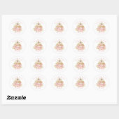 Sticker Rond Élégante Citrouille rose Baby shower fille (Feuille)