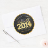 Sticker Rond Elégante classe Black and Gold de 2014 (Enveloppe)