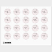 Sticker Rond Elégante classe calligraphie nuptiale douche blush (Feuille)