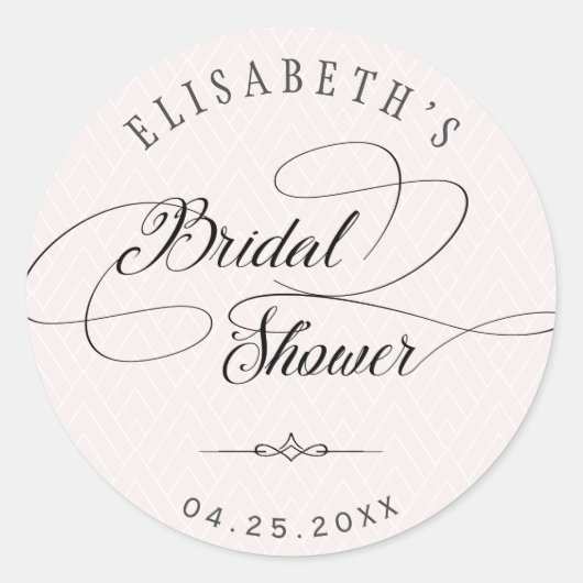 Sticker Rond Elégante classe calligraphie nuptiale douche blush (Devant)