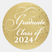 Sticker Rond Élégante Classe d'or de 2024 Merci (Devant)