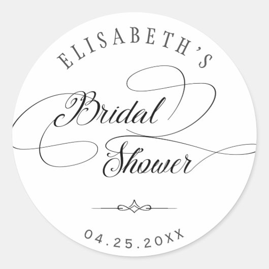 Sticker Rond Elégante classe tourbillons calligraphie nuptiale  (Devant)