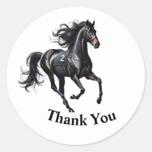 Sticker Rond Élégante Classic Vintage Horse Race Derby