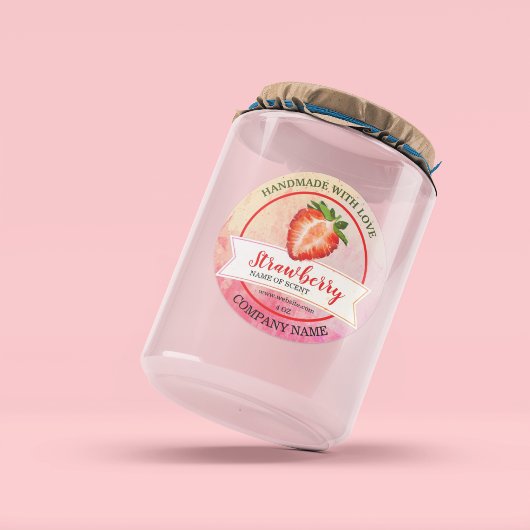 Sticker Rond Elégante confiture de fraise à l'aquarelle Classic