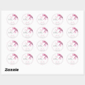 Sticker Rond Élégante Coquette Rose Bow Sweet 16 Anniversaire (Feuille)