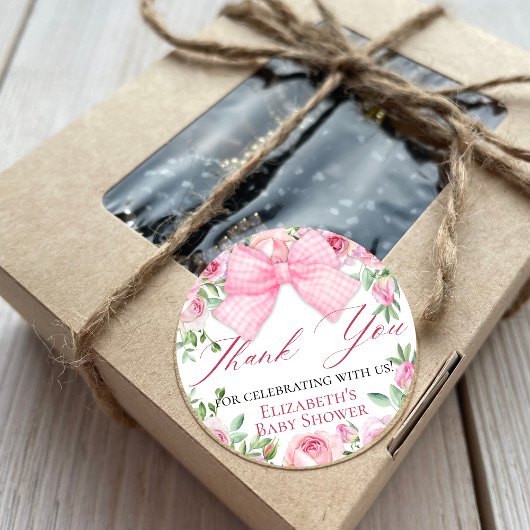 Sticker Rond Elégante coquette rose et Merci Rose