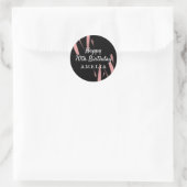 Sticker Rond Elégante couleur rose noire 70e anniversaire (Sac)