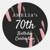 Sticker Rond Elégante couleur rose noire 70e anniversaire (Devant)