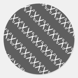 Sticker Rond Elégante Coupe Ciseaux Coiffeur Tailor