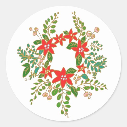 Sticker Rond Élégante couronne de Noël (Devant)