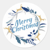 Sticker Rond Élégante couronne de rennes d'or fleurie couronne  (Devant)