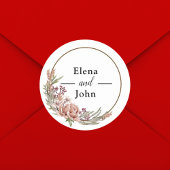Sticker Rond Élégante couronne florale Mariage personnalisé