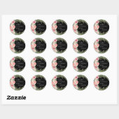 Sticker Rond Élégante couronne florale sur Mariage noir (Feuille)
