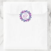 Sticker Rond Élégante couronne rose violet 65e anniversaire (Sac)
