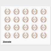Sticker Rond Élégante crème en terre cuite Mariage Monogramme (Feuille)
