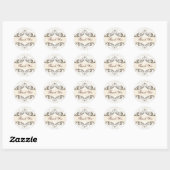 Sticker Rond Elégante Crème Florale Mariage damassé (Feuille)