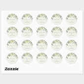 Sticker Rond Elégante crème Snowberry+Eucalyptus Mariage (Feuille)
