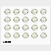 Sticker Rond Elégante crème Snowberry+Eucalyptus Wreath Mariage (Feuille)