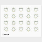 Sticker Rond Élégante crête avec mâchoire verte Sage | Mariage  (Feuille)