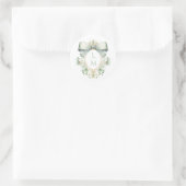 Sticker Rond Élégante crête avec mâchoire verte Sage | Mariage (Sac)