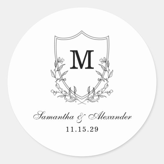 Sticker Rond Élégante crête noire et blanche (Devant)