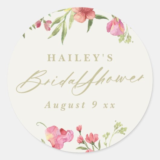 Sticker Rond élégante dainty fleurie Fête des mariées de mariag (Devant)