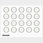 Sticker Rond Élégante dentelle blanche sur le vert Sage (Feuille)