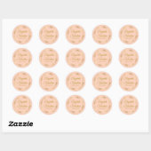Sticker Rond Elégante dentelle d'or sur Coral Peach Wedding Fav (Feuille)