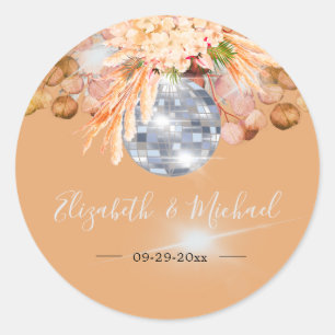 Sticker Rond Élégante discothèque Florale Orange Eucalyptus