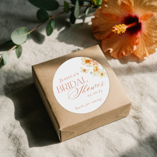 Sticker Rond Élégante douche de mariée florale aux agrumes