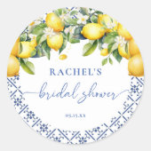 Sticker Rond Élégante douche de mariée méditerranéenne au citro (Devant)