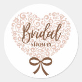 Sticker Rond élégante douche nuptiale au coeur rose (Devant)