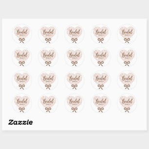 Sticker Rond élégante douche nuptiale au coeur rose