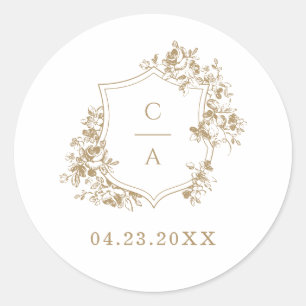 Sticker Rond Élégante enveloppe de crête botanique Rose