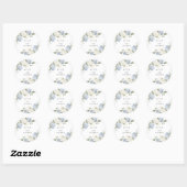 Sticker Rond Élégante Enveloppe de Verdure d'Hydrangea Bleue Fl (Feuille)