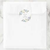 Sticker Rond Élégante Enveloppe de Verdure d'Hydrangea Bleue Fl (Sac)