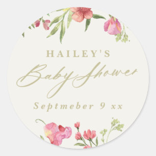 Sticker Rond élégante et délicate Baby Shower de mariage floral