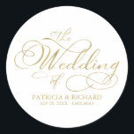 Sticker Rond Élégante Faux Foil Calligraphie Mariage moderne<br><div class="desc">Améliorez votre expérience mariage grâce à notre suite de mariage de calligraphie dorée moderne, conçue pour la sophistication et le glamour. Customisez-le facilement en quelques clics pour créer une célébration qui reflète votre style unique. Si vous avez des questions, avez besoin d'aide, ou souhaitez modifier des détails, n'hésitez pas à...</div>
