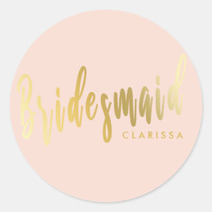 Sticker Rond Élégante femme de chambre rose et or
