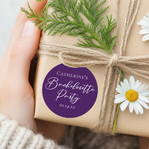 Sticker Rond Élégante Fête de Bachelorette Minimaliste Violette