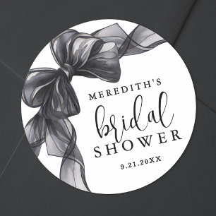 Sticker Rond Élégante Fête de Mariage avec un Ruban Noir