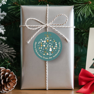 Sticker Rond Élégante fête de Noël Festive vacances minimaliste