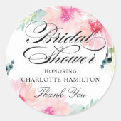 Sticker Rond Elégante Fête des mariées d'aquarelle florale (Devant)