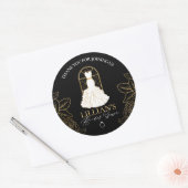 Sticker Rond Elégante Fête des mariées de robe de mariée en or (Enveloppe)