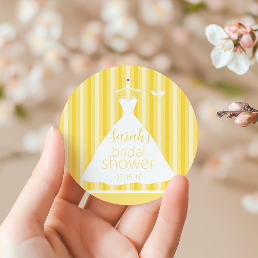 Sticker Rond Elégante Fête des mariées de robe Mariage Jaune