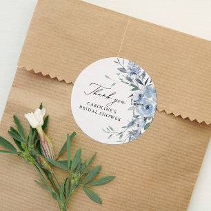Sticker Rond Elégante Fête des mariées florale bleu Dusty