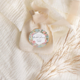 Sticker Rond Élégante Fête des mariées florale Bohème Blush