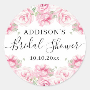 Sticker Rond Elégante Fête des mariées Rose aquarelle